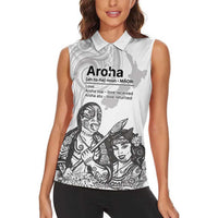 Aroha Maori Language Women Sleeveless Polo Shirt Te Reo Maori Inspired Art