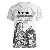 Aroha Maori Language Women V-Neck T-Shirt Te Reo Maori Inspired Art
