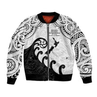 Kia Haka Maori language Bomber Jacket Te Reo Maori Inspired Art LT9 Unisex white - Polynesian Pride