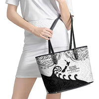 Kia Haka Maori language Leather Tote Bag Te Reo Maori Inspired Art LT9 - Polynesian Pride