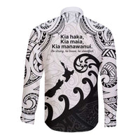 Kia Haka Maori language Long Sleeve Button Shirt Te Reo Maori Inspired Art