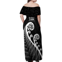 Kia Mau Ki To Ukaipo Family Matching Off Shoulder Maxi Dress and Hawaiian Shirt Te Reo Maori Koru Fern Art