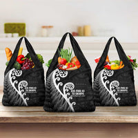 Kia Mau Ki To Ukaipo Grocery Bag Te Reo Maori Koru Fern Art LT9 3-pack One Size Black - Polynesian Pride