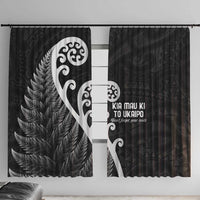 Kia Mau Ki To Ukaipo Window Curtain Te Reo Maori Koru Fern Art LT9 With Hooks Black - Polynesian Pride