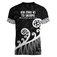 Kia Mau Ki To Ukaipo Women V-Neck T-Shirt Te Reo Maori Koru Fern Art