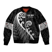 Kia Ora Maori Language Bomber Jacket Te Reo Maori Koru Fern Art LT9 Unisex Black - Polynesian Pride