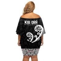 Kia Ora Maori Language Off Shoulder Short Dress Te Reo Maori Koru Fern Art LT9 - Polynesian Pride