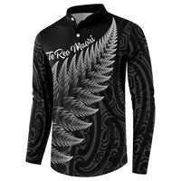 New Zealand Te Reo Mori Button Sweatshirt Simple Black Fern LT9 - Polynesian Pride