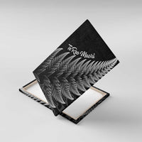 New Zealand Te Reo Mori Canvas Wall Art Simple Black Fern LT9 With Frame Black - Polynesian Pride
