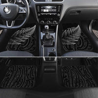 New Zealand Te Reo Mori Car Mats Simple Black Fern LT9 Set 4pcs Black - Polynesian Pride