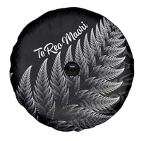 New Zealand Te Reo Mori Spare Tire Cover Simple Black Fern LT9 - Polynesian Pride
