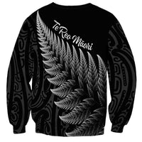 New Zealand Te Reo Mori Sweatshirt Simple Black Fern LT9 - Polynesian Pride