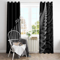 New Zealand Te Reo Mori Window Curtain Simple Black Fern LT9 - Polynesian Pride