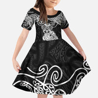 Te Reo Maori Tiki Inspired Art Kid Short Sleeve Dress
