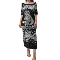 Te Reo Maori Tiki Inspired Art Puletasi LT9 Long Dress Black - Polynesian Pride