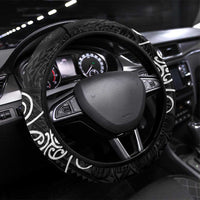 Te Reo Maori Tiki Inspired Art Steering Wheel Cover LT9 Universal Fit Black - Polynesian Pride
