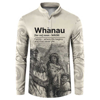 Whanau Maori Language Button Sweatshirt Te Reo Maori Inspired Art LT9 Nude - Polynesian Pride