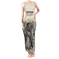 Whanau Maori Language Tank Maxi Dress Te Reo Maori Inspired Art LT9 Women Nude - Polynesian Pride