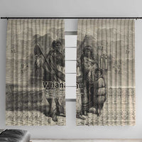 Whanau Maori Language Window Curtain Te Reo Maori Inspired Art LT9 With Hooks Nude - Polynesian Pride