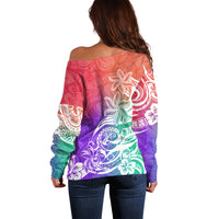 Polynesian Sunset Plumeria Off Shoulder Sweater Pacific Island Tribal Blossom Style LT9 - Polynesian Pride