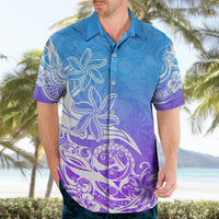 Polynesian Sunset Plumeria Hawaiian Shirt Pacific Island Tribal Blue Style LT9 - Polynesian Pride