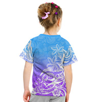 Polynesian Sunset Plumeria Kid T Shirt Pacific Island Tribal Blue Style LT9 - Polynesian Pride