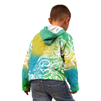 Polynesian Sunset Plumeria Kid Hoodie Pacific Island Tribal Green Style LT9 - Polynesian Pride