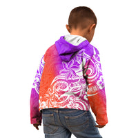 Polynesian Sunset Plumeria Kid Hoodie Pacific Island Tribal Purple Style LT9 - Polynesian Pride