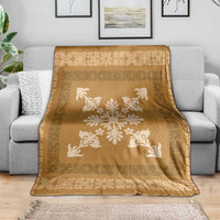 Hawaiian Quilt Block Design Blanket Gold Hawaii Culture Motifs - Polynesian Pride