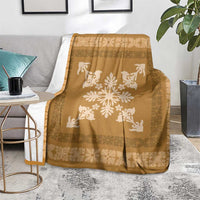 Hawaiian Quilt Block Design Blanket Gold Hawaii Culture Motifs - Polynesian Pride