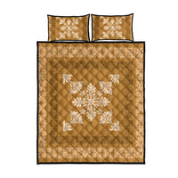 Hawaiian Quilt Block Design Quilt Bed Set Gold Hawaii Culture Motifs - Polynesian Pride