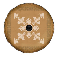 Hawaiian Quilt Block Design Spare Tire Cover Gold Hawaii Culture Motifs - Polynesian Pride