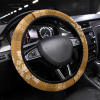 Hawaiian Quilt Block Design Steering Wheel Cover Gold Hawaii Culture Motifs - Polynesian Pride