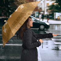 Hawaiian Quilt Block Design Umbrella Gold Hawaii Culture Motifs - Polynesian Pride