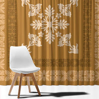 Hawaiian Quilt Block Design Window Curtain Gold Hawaii Culture Motifs - Polynesian Pride