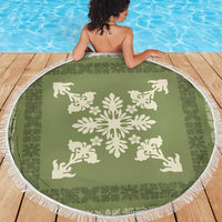 Hawaiian Quilt Block Design Beach Blanket Lime Hawaii Culture Motifs - Polynesian Pride