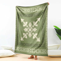 Hawaiian Quilt Block Design Blanket Lime Hawaii Culture Motifs - Polynesian Pride