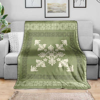 Hawaiian Quilt Block Design Blanket Lime Hawaii Culture Motifs - Polynesian Pride