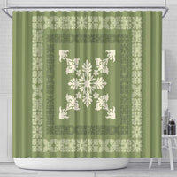 Hawaiian Quilt Block Design Shower Curtain Lime Hawaii Culture Motifs - Polynesian Pride
