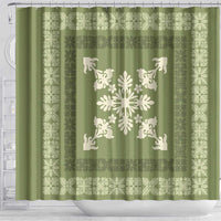 Hawaiian Quilt Block Design Shower Curtain Lime Hawaii Culture Motifs - Polynesian Pride