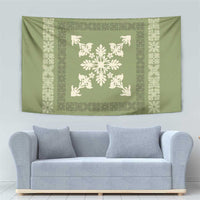 Hawaiian Quilt Block Design Tapestry Lime Hawaii Culture Motifs - Polynesian Pride