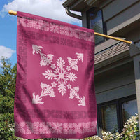Hawaiian Quilt Block Design Garden Flag Pink Hawaii Culture Motifs - Polynesian Pride