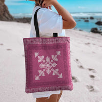 Hawaiian Quilt Block Design Tote Bag Pink Hawaii Culture Motifs - Polynesian Pride