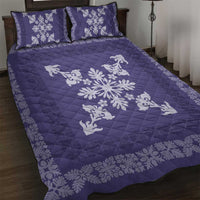 Hawaiian Quilt Block Design Quilt Bed Set Purple Hawaii Culture Motifs - Polynesian Pride