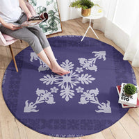 Hawaiian Quilt Block Design Round Carpet Purple Hawaii Culture Motifs - Polynesian Pride