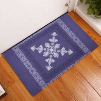 Hawaiian Quilt Block Design Rubber Doormat Purple Hawaii Culture Motifs - Polynesian Pride