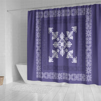 Hawaiian Quilt Block Design Shower Curtain Purple Hawaii Culture Motifs - Polynesian Pride