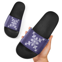 Hawaiian Quilt Block Design Slide Sandals Purple Hawaii Culture Motifs - Polynesian Pride