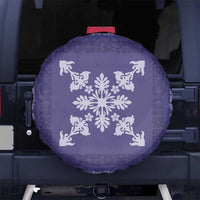 Hawaiian Quilt Block Design Spare Tire Cover Purple Hawaii Culture Motifs - Polynesian Pride
