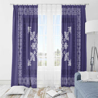 Hawaiian Quilt Block Design Window Curtain Purple Hawaii Culture Motifs - Polynesian Pride